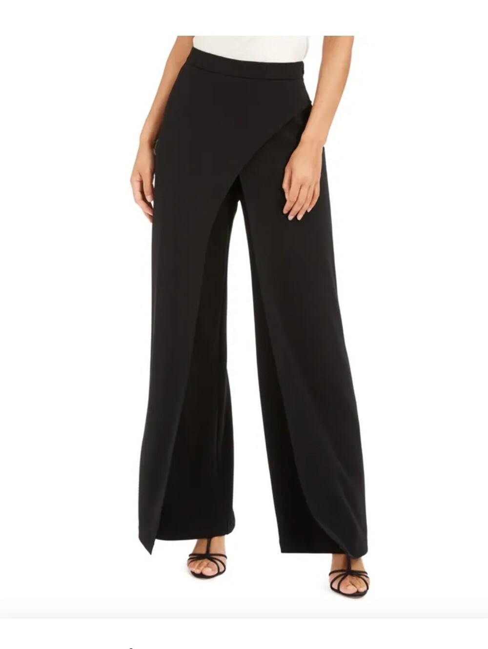 Adrianna Papell Black high-waisted wide-leg trousers- Size 12